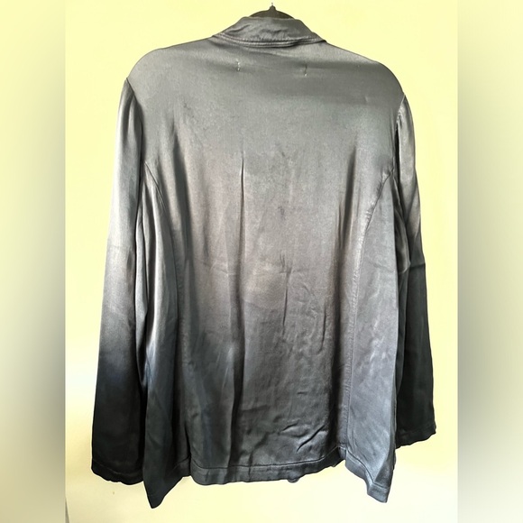 Raquel Allegra Silky Viscose-Rayon Jacket Blazer in Navy Blue Size 3 - Picture 14 of 15